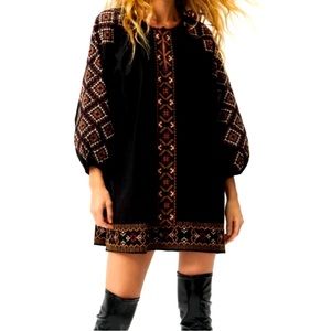 Black Zara Embroidered Dress